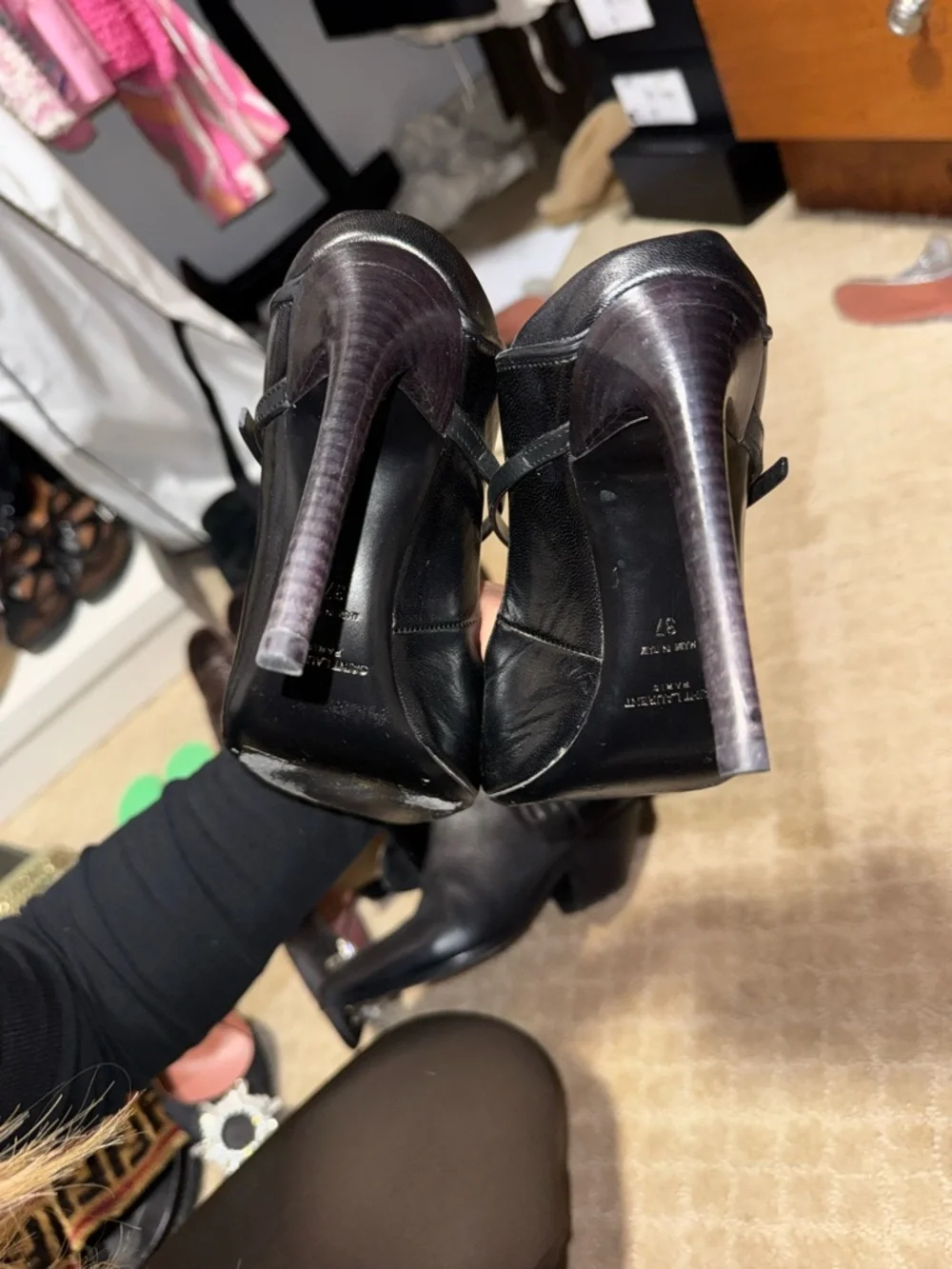 Saint Laurent Black Pointed Mary Jane Heels - Picture 7 of 7